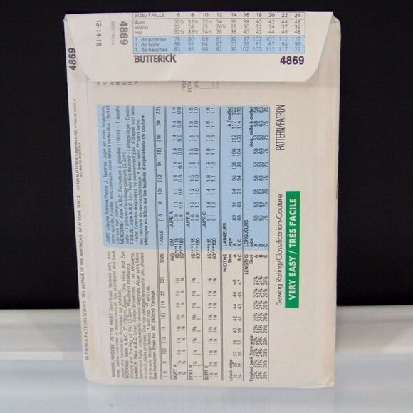 1990 Vintage Butterick 4869 Misses Skirt Pattern - Picture 4 of 6